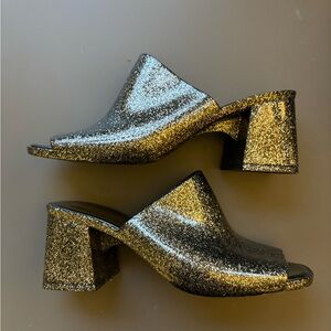 Jeffrey Campbell Glitter Black Mules